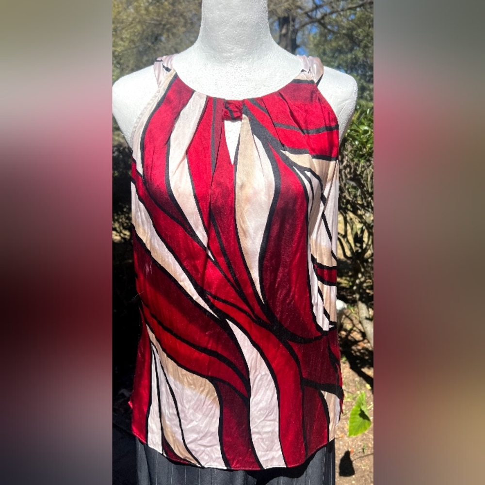 WHITE HOUSE BLACK MARKET WOMEN'S SLEEVELESS SILK STRETCH BLOUSE - TOP SIZE 2